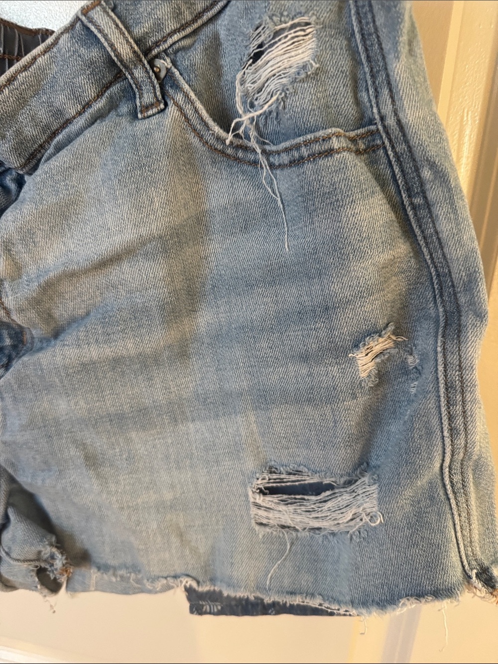 aerie DayDream Light Blue Distressed Denim Jean Shorts - Picture 5 of 7
